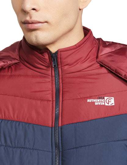 Men's Regular Fit Quilted Bomber Jacket with Detachable Hood - Winter Warm, Insulated Lining, Ribbed Cuffs, and Stylish Design