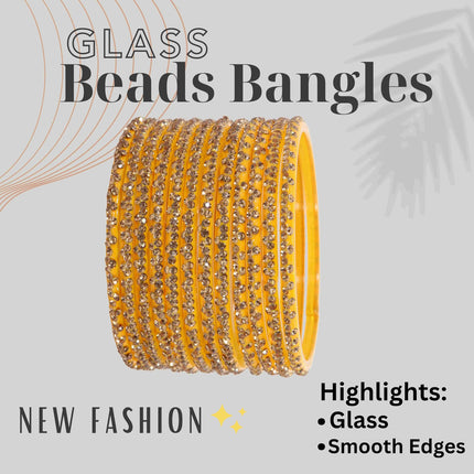 LAVAZZA Designer Glass Bangles Set with Diamond Stone For Women & Girls | Stylish Glass Bangles | Fancy Chudi Set | Traditional Women's Bangles | Fashion Jewellery- Set of 12