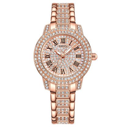 NIBOSI Women Wrist Watches Analog Rose Gold Dial Women's Watch for Girls&Miss&Ladies Diamond Studded with Stylish Girlfriend Watches