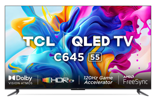 TCL 139 cm (55 inches) 4KUltra HD Smart QLED Google TV 55C645 (Black) 