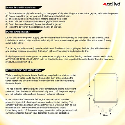 ACTIVA 2 KVA 25 L Storage Geyser ABS Top Bottom, 0.75 mm SS Tank with Temperature Meter Anti Rust Coated Body (IVORY) 