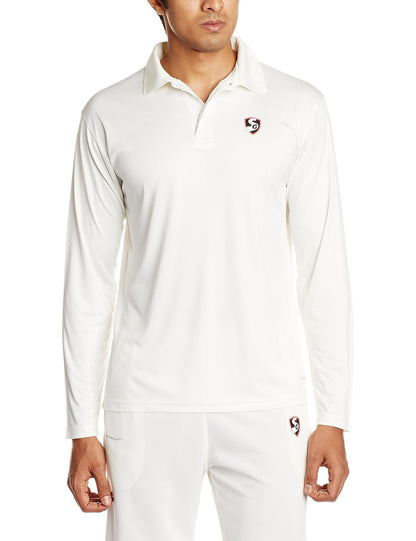 SG Men Club Full Sleeves Cricket Relaxed Fit Shirt, Small (White)