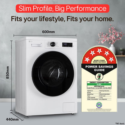 LG 7 Kg, 5 Star, Direct Drive Technology, Steam Wash, 6 Motion DD, Smart Diagnosis, Fully-Automatic Front Load Washing Machine (FHM1207SDM, Allergy Care, In-Built Heater, Touch Panel, Middle Black)