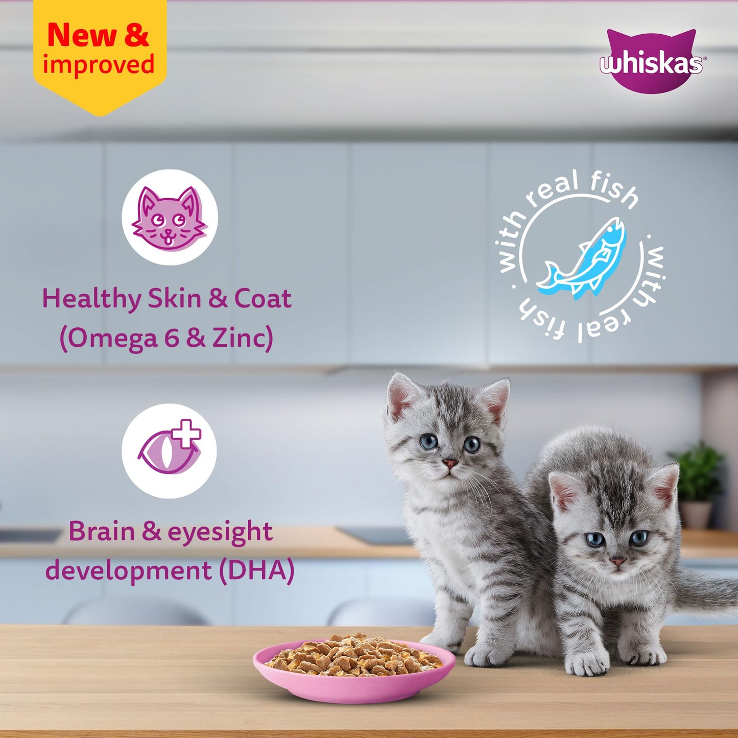 Whiskas Junior Kitten (2-12 Months) Wet Cat Food, Tuna in Jelly, 80 g, Hydrating Food Made With Real Fish, 100% Complete & Balanced Nutrition for Kittens