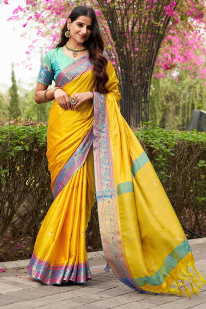 SGF11- Women's Kanjivaram Woven Soft Silk Saree With Blouse Piece