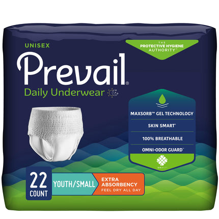 Prevail Extra Absorbency Incontinence Underwear, Youth/Small Adult, 22-Count