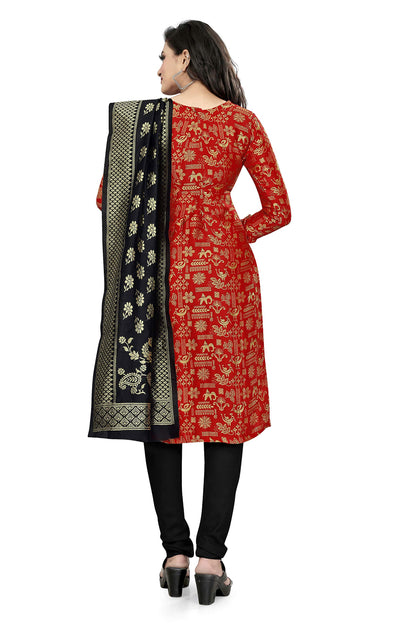 EthnicJunction Women's Banarasi Silk Blend Unstitched Salwar Suit Material