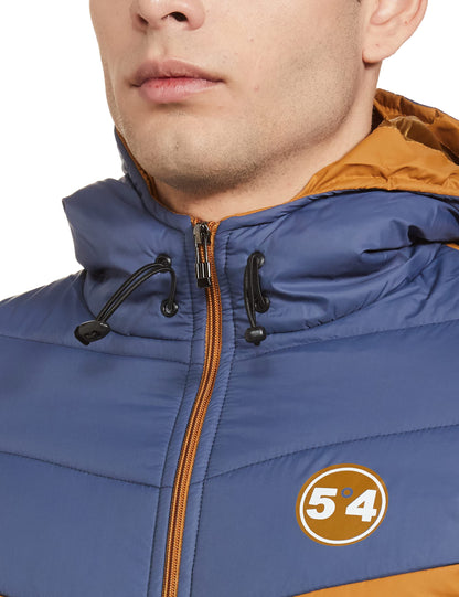 Men's Regular Fit Quilted Bomber Jacket with Detachable Hood - Winter Warm, Insulated Lining, Ribbed Cuffs, and Stylish Design