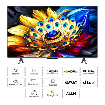 TCL 139 cm (55 inches) 4K Ultra HD Smart QLED Google TV 55C61B (Black)