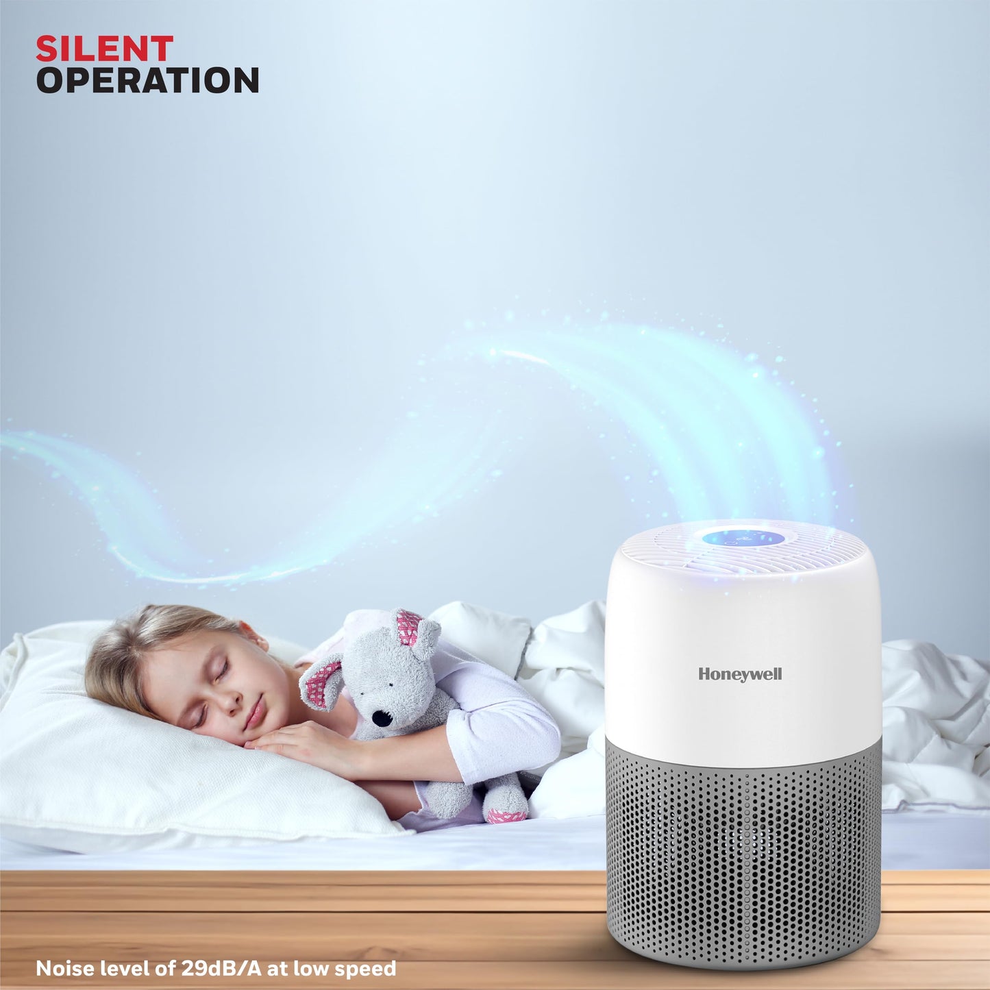 Honeywell Air Purifier for Home & Office, 3-in-1 filter - Pre-Filter, H13 HEPA Filter, Activated Carbon Filter, Removes 99.99% Pollutants, Allergens, Pet Danger, Smoke, Dust & Pollens - Air touch V1