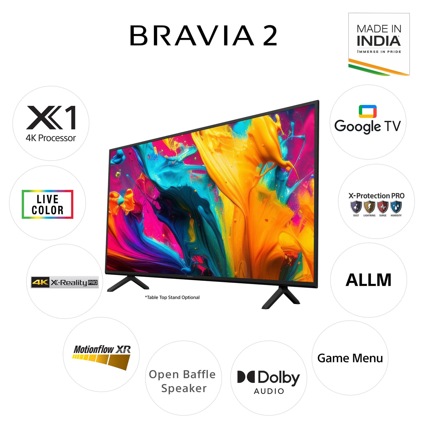 Sony BRAVIA 2 Series 108 cm (43 inches) 4K Ultra HD Smart LED Google TV K-43S20B (Black)