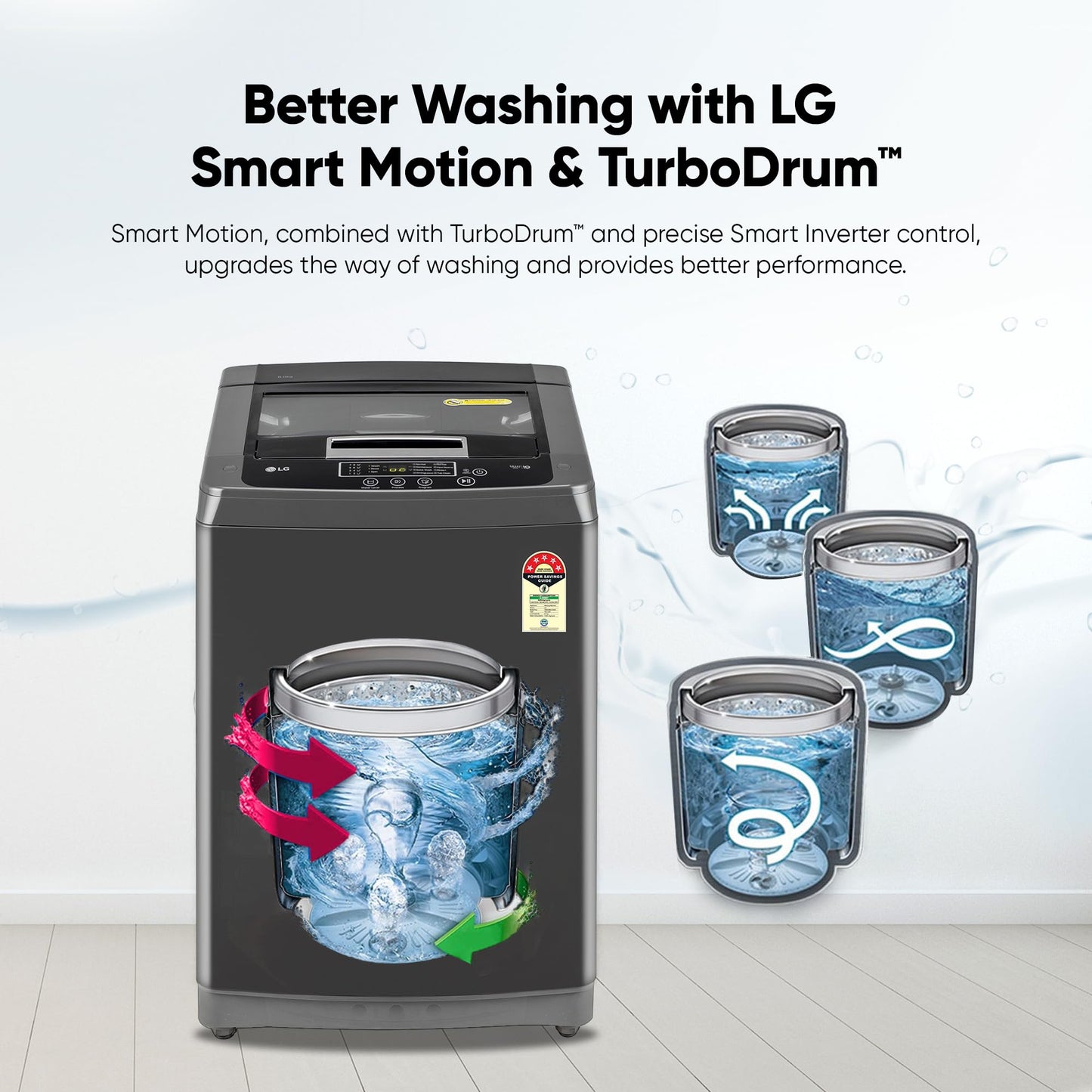 LG 8 Kg 5 Star Smart Inverter Technology Fully Automatic Top Load Washing Machine (2025 Model, T80VBMB4Z, Turbodrum, Auto Prewash, Stainless Steel drum, LED Display, Smart Diagnosis, Middle Black)