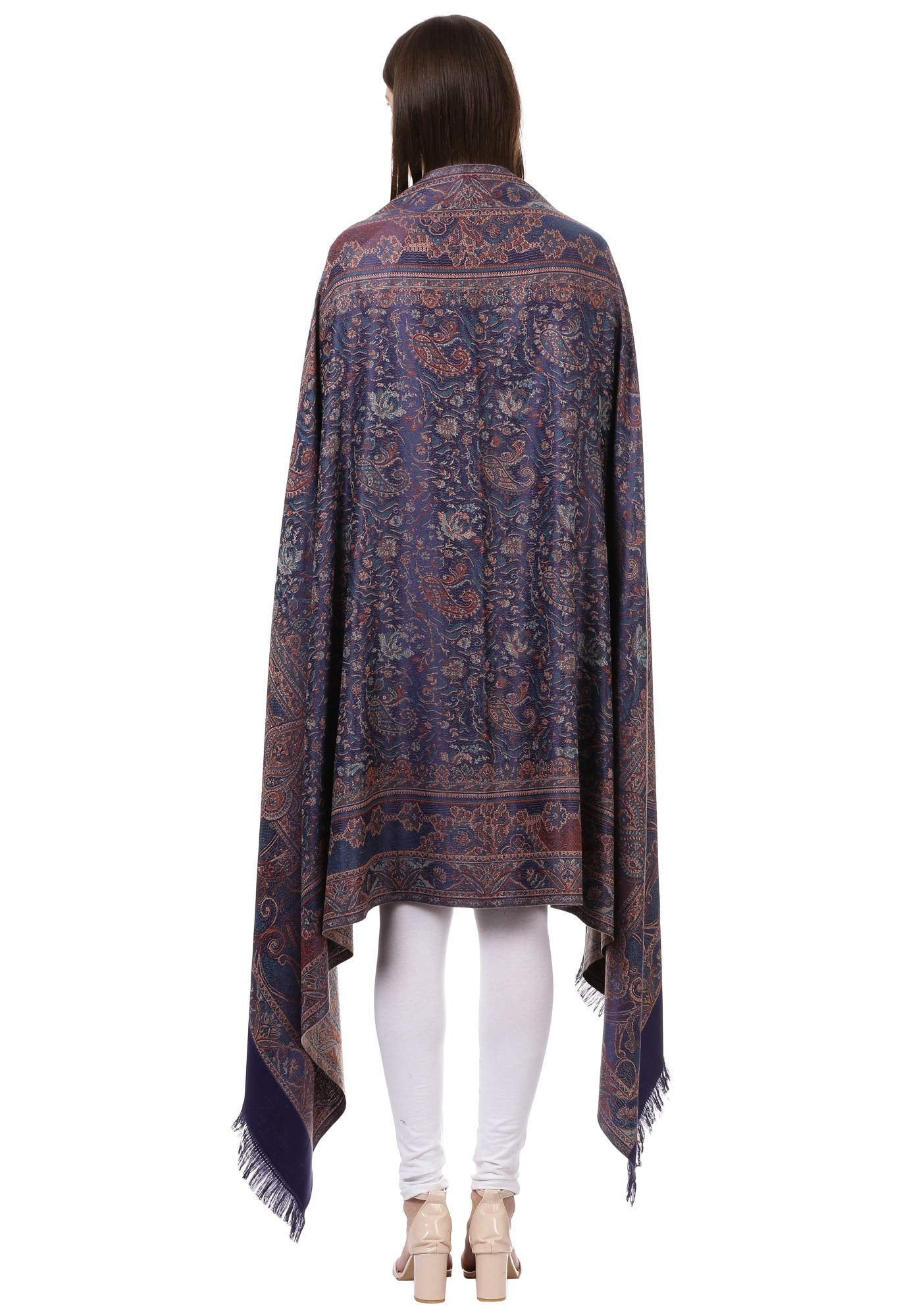 Pashtush Women's Kashmiri Woolen Shawl, Jacquard palla, Warm and soft, Faux Pashmina