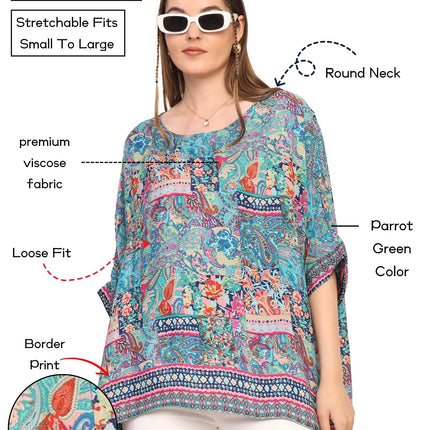 KE KANHA EXPORTS top Stylish Women Tops Multi-Neck Option-Round,v-Neck,Boat Neck Loose fit Variety of Sleeves Tops Boho Floral Western top fit to All Women Shape