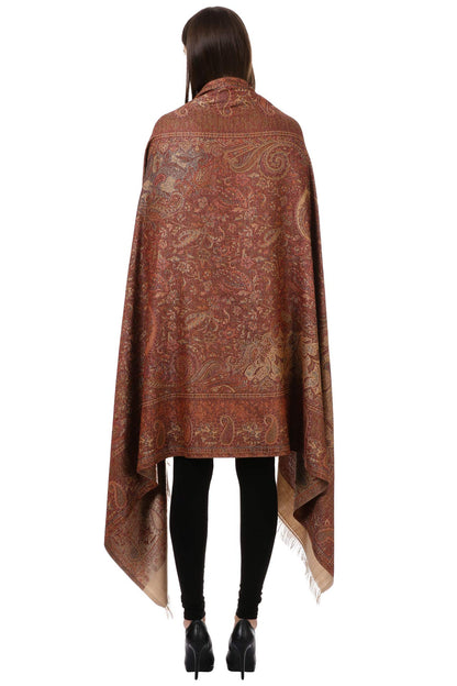 Pashtush Women's Kashmiri Woolen Shawl, Jacquard palla, Warm and soft, Faux Pashmina