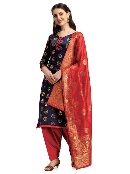 EthnicJunction Women's Banarasi Silk Unstitched Salwar Suit Dress Material Material With Banarasi Dupatta