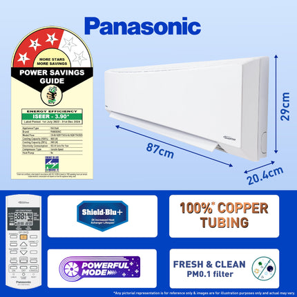 Panasonic 1.5 Ton 3 Star Inverter Split AC (Copper Condenser, 7 in 1 Convertible, PM 0.1 Air Purification Filter, Hidden Display, CS/CU-SU18ZKYTK, 2024 Model, White) 