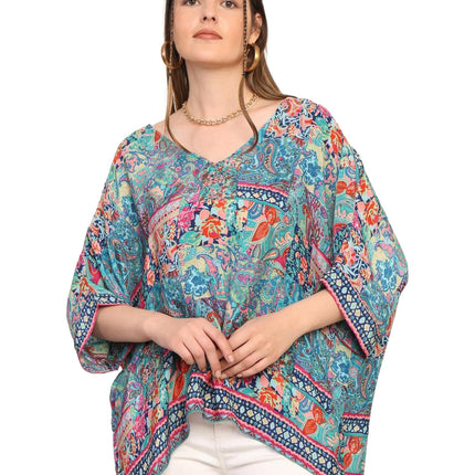 KE KANHA EXPORTS top Stylish Women Tops Multi-Neck Option-Round,v-Neck,Boat Neck Loose fit Variety of Sleeves Tops Boho Floral Western top fit to All Women Shape