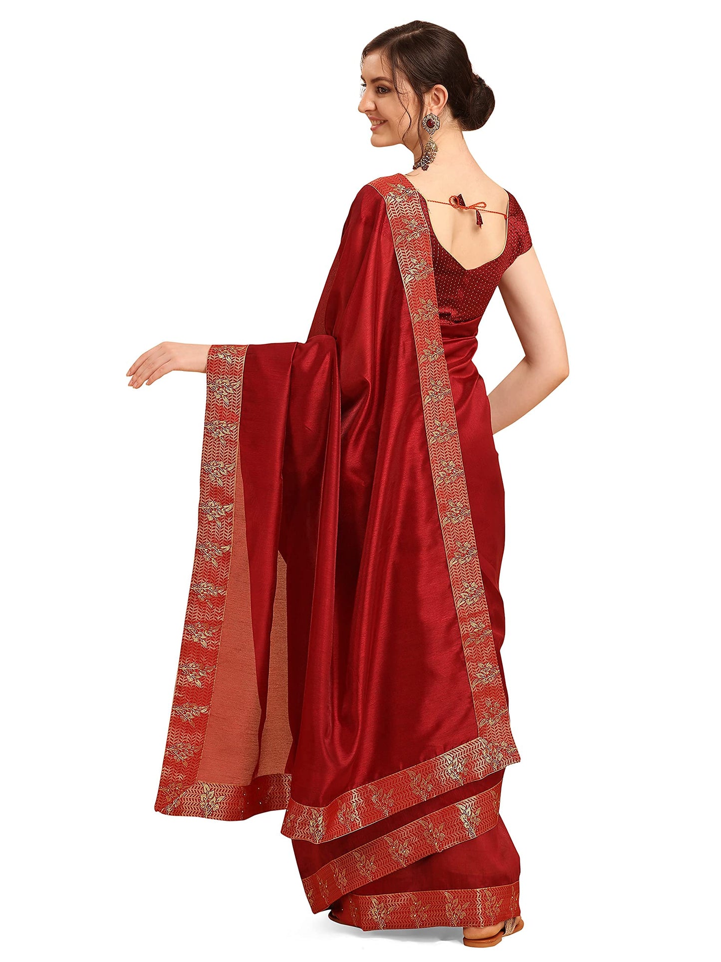 EthnicJunction Women's Silk Blend Printed Saree With Blouse Piece