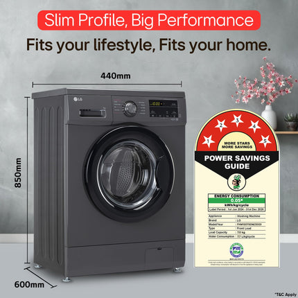 LG 7 Kg, 5 Star, Direct Drive Technology, Steam Wash, 6 Motion DD, Smart Diagnosis, Fully-Automatic Front Load Washing Machine (FHM1207SDM, Allergy Care, In-Built Heater, Touch Panel, Middle Black) 