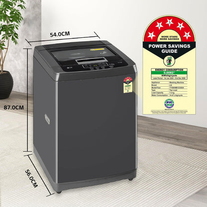 LG 7 Kg 5 Star Smart Inverter Technology Fully Automatic Top Load Washing Machine (2025 Model, T70VBMB1Z, Auto Prewash, Turbodrum, Stainless Steel drum, LED Display, Smart Diagnosis Middle Black)