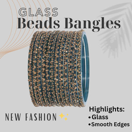 LAVAZZA Designer Glass Bangles Set with Diamond Stone For Women & Girls | Stylish Glass Bangles | Fancy Chudi Set | Traditional Women's Bangles | Fashion Jewellery- Set of 12