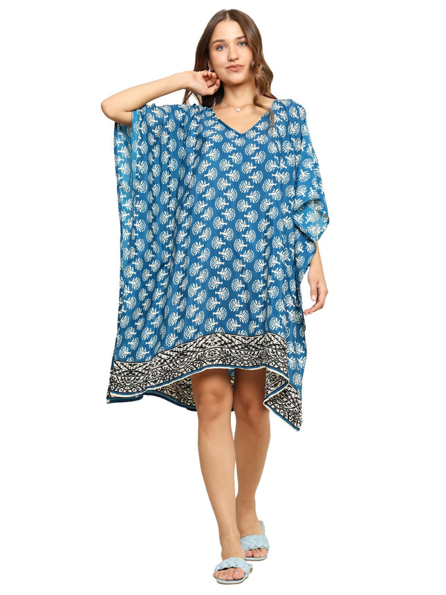 KE KANHA EXPORTS short Kaftan for women's & girls unique border design and tassel stretchable adjustable drawstring free size western kaftan fit flared floral all seasons