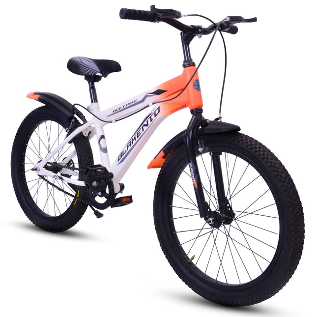 BLAKENTO Kids Cycle for Girls and Boys |20T Ace Crew Cycle for Kids 6 to 9 Years| Premium Matte Finished White & Orange 