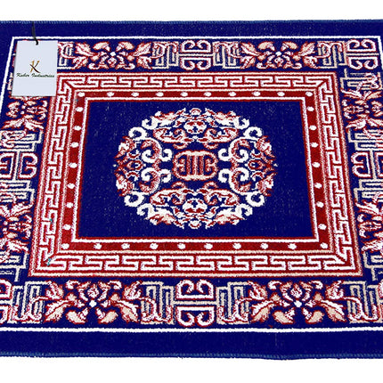 Kuber Industries 4 Pieces Velvet Prayer Mat/Aasan/Pooja Mat/Meditation Mat/Multipurpose Velvet Rug Mat 2 Ft X 2 Ft (Royal Blue) CTKTC33929