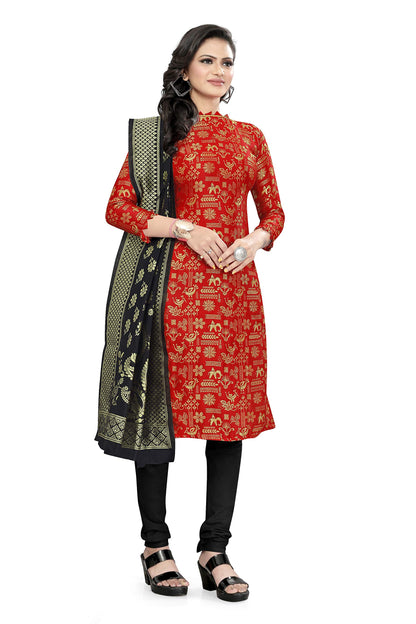 EthnicJunction Women's Banarasi Silk Blend Unstitched Salwar Suit Material