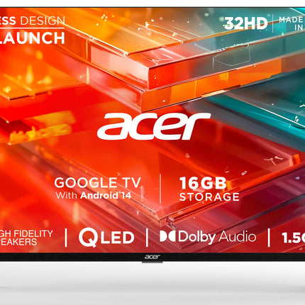 Acer 80 cm (32 inches) V Pro Series HD Ready Smart QLED Google TV with Android 14 (Black) | 16GB Storage | 30W Dolby Audio 