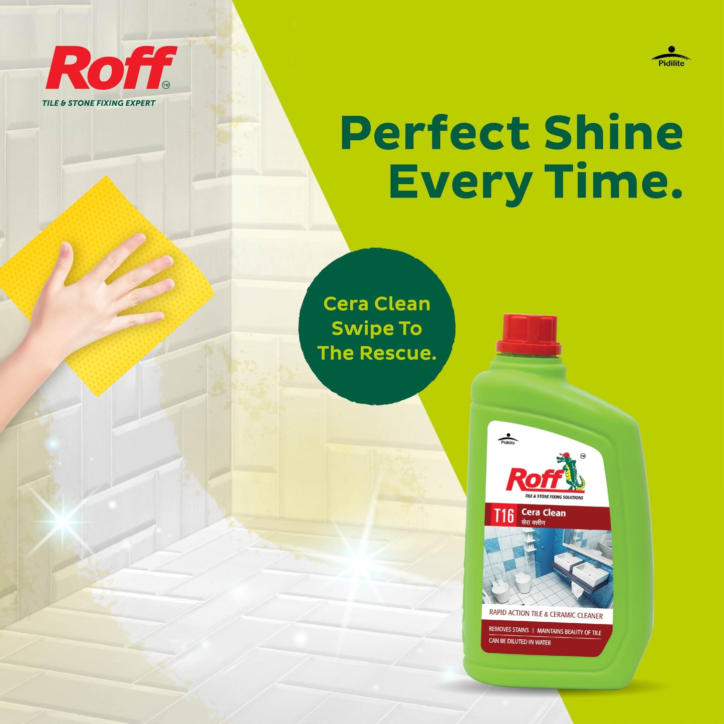 Pidilite Roff Cera Clean All Purpose Tile, Floor & Wall Cleaner ‘1 Litre’, Advance Tile Cleaner for Kitchen, Bedroom & Bathroom Floors, Removes Grease, Dirt & Tough Stains