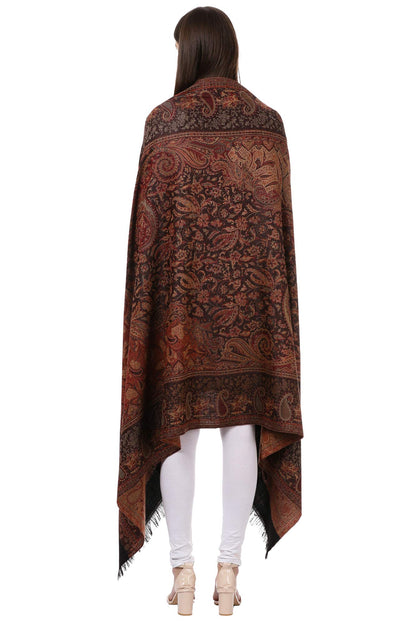 Pashtush Women's Kashmiri Woolen Shawl, Jacquard palla, Warm and soft, Faux Pashmina