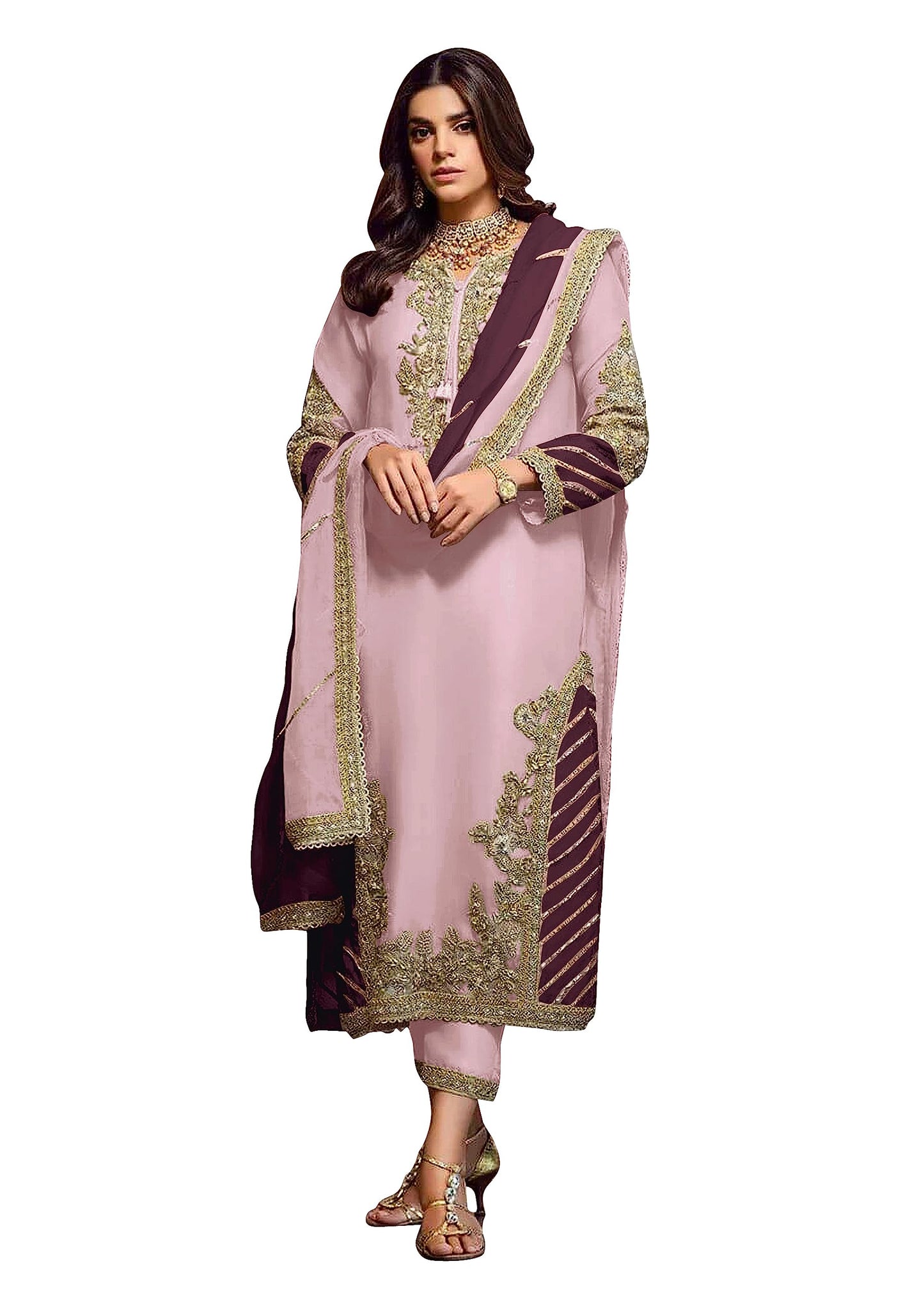 RUDRAPRAYAG Faux Georgette Semi Stitched Anarkali Suit For Women