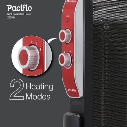 Havells Room Heater 2000Watt Pacifio Mica|Micathermic Technology for Rapid&Instant Heating|Silent Operation,Comfortable Breathing&Anti Dryness|2 Heat Setting|2 Year Warranty|Black&Rose Gold