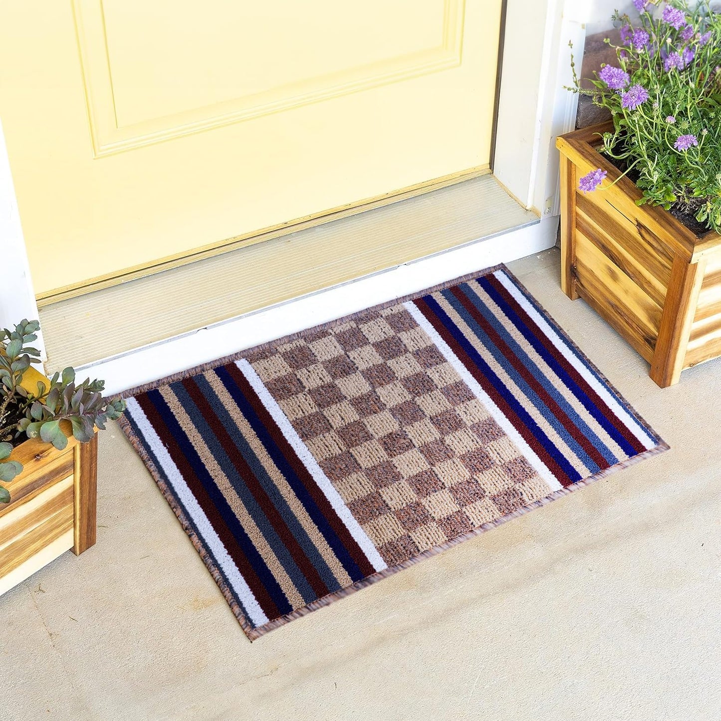 Status Contract Anti Slip Front Door Mat|(15"x23") Living Room Rug for Entrance Doors|Polypropylene Floor Mats Home|Essential Small Rugs for Office, Bedroom & Kitchen| (Purple)