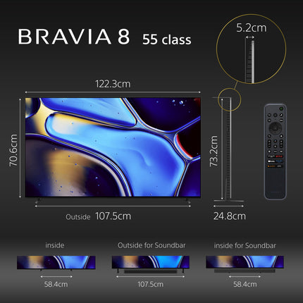 Sony BRAVIA 8 Series 139 cm (55 inches) 4K Ultra HD AI Smart OLED Google TV K-55XR80 (Black)