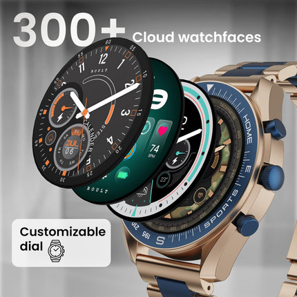 Boult Newly Launched Mirage Smart Watch 1.39''HD Screen, Bluetooth Calling, IP67, Zinc Alloy Frame, 500 Nits Brightness, AI Voice Assistant, SpO2 Monitoring, 120+ Sports Mode (Amber Blue) 