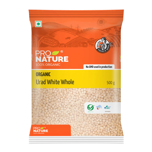 Pro Nature Organic Urad White Whole, 500 Gm