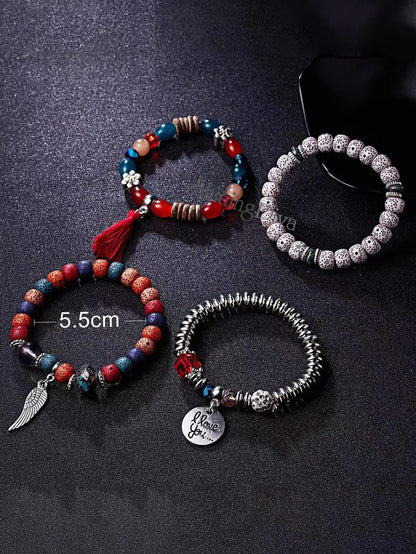 Shining Diva Fashion Bohemian Stackable Multilayer Hamsa Hand Evil Eye Lucky Protection Bracelets Multicolor Crystal Charm Beaded Bracelet for Women Girls