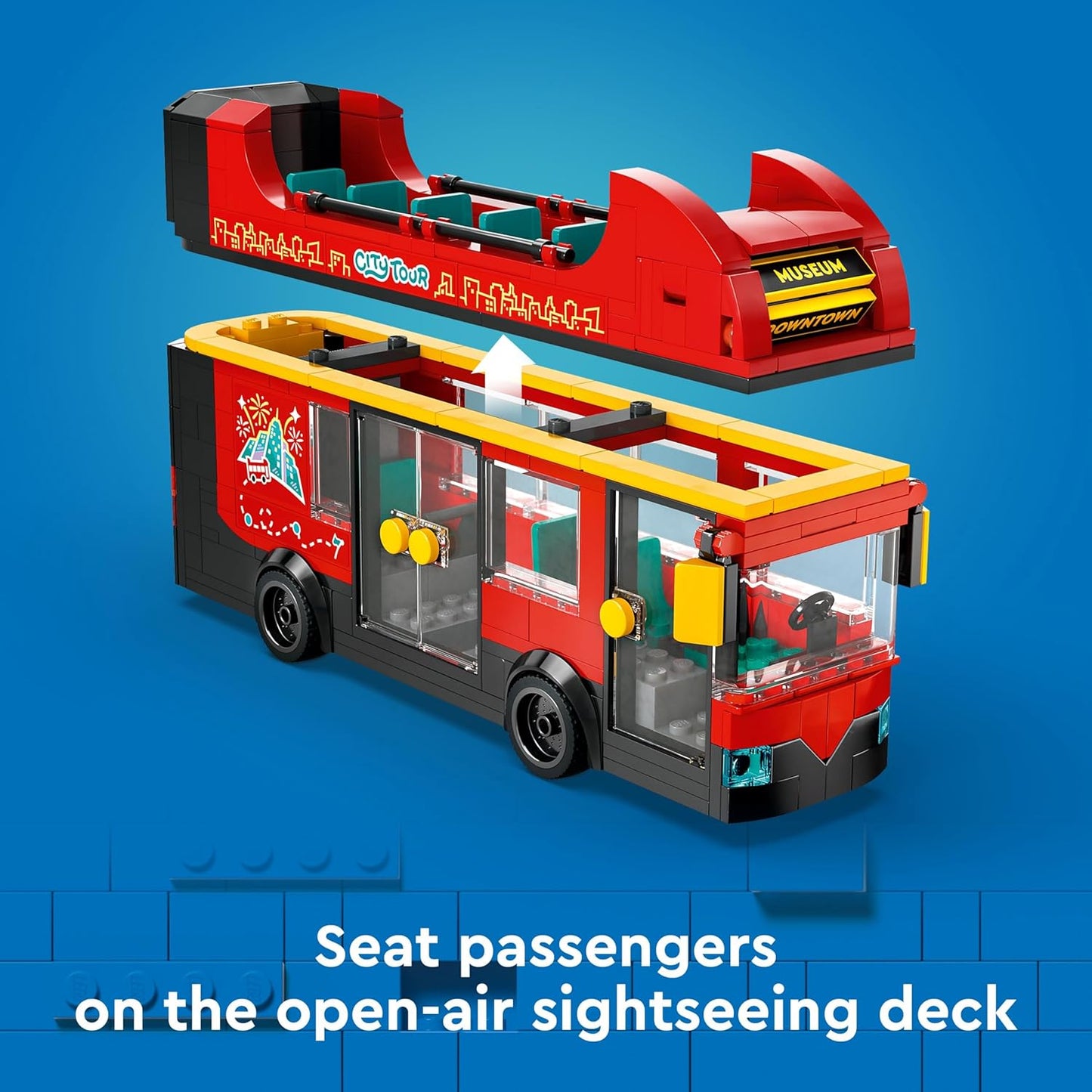 LEGO City Red Double-Decker Sightseeing Bus Toy 60407 Building Blocks Toys for 7+ Gift for Boys and Girls