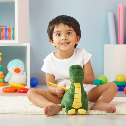 Amazon Brand - Jam & Honey Dinosaur, Cute, Plush/Soft Toy, Suitable for Boys, Girls and Kids, Super-Soft, Safe, 34 cm (Green & Yellow)