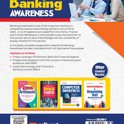 Arihant Revised Edition 2025 of Banking Awareness for IBPS, SBI Clerk, & Other Banking Exams | With Economic Survey 2024-25, Budget 2025-26, & 15 Online Tests 