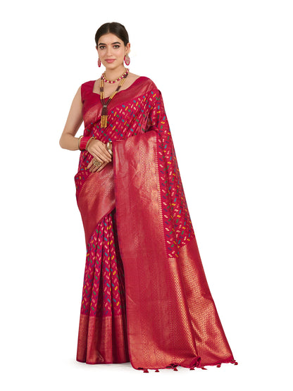 MIMOSA Women's Woven Design Kanjivaram Style Art Silk Saree With Blouse Piece : SSA0000908