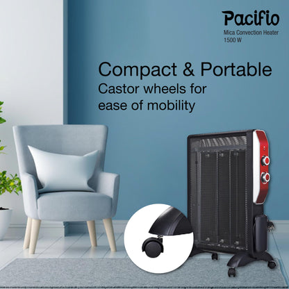 Havells Room Heater 2000Watt Pacifio Mica|Micathermic Technology for Rapid&Instant Heating|Silent Operation,Comfortable Breathing&Anti Dryness|2 Heat Setting|2 Year Warranty|Black&Rose Gold