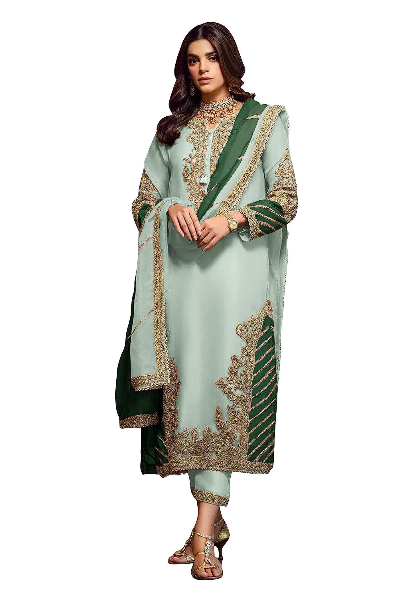 RUDRAPRAYAG Faux Georgette Semi Stitched Anarkali Suit For Women