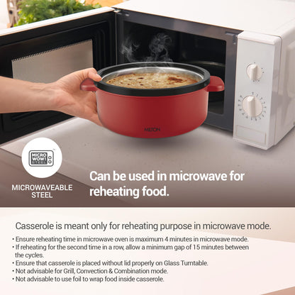 Milton Micronova Jr. Gift Set Inner Stainless Steel Casserole, Set of 3 (380 ml, 775 ml, 1345 ml), Grey, BPA Free, Food Grade, Hot and Cold, Microwaverable Steel, Dishwasher Safe, Chapati, Roti