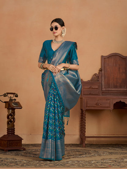 MIMOSA Women's Woven Design Kanjivaram Style Art Silk Saree With Blouse Piece : SSA0000908