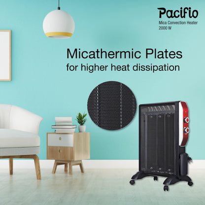 Havells Room Heater 2000Watt Pacifio Mica|Micathermic Technology for Rapid&Instant Heating|Silent Operation,Comfortable Breathing&Anti Dryness|2 Heat Setting|2 Year Warranty|Black&Rose Gold