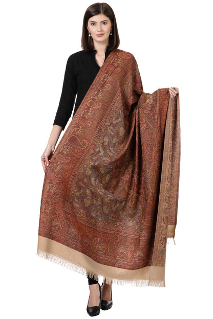 Pashtush Women's Kashmiri Woolen Shawl, Jacquard palla, Warm and soft, Faux Pashmina